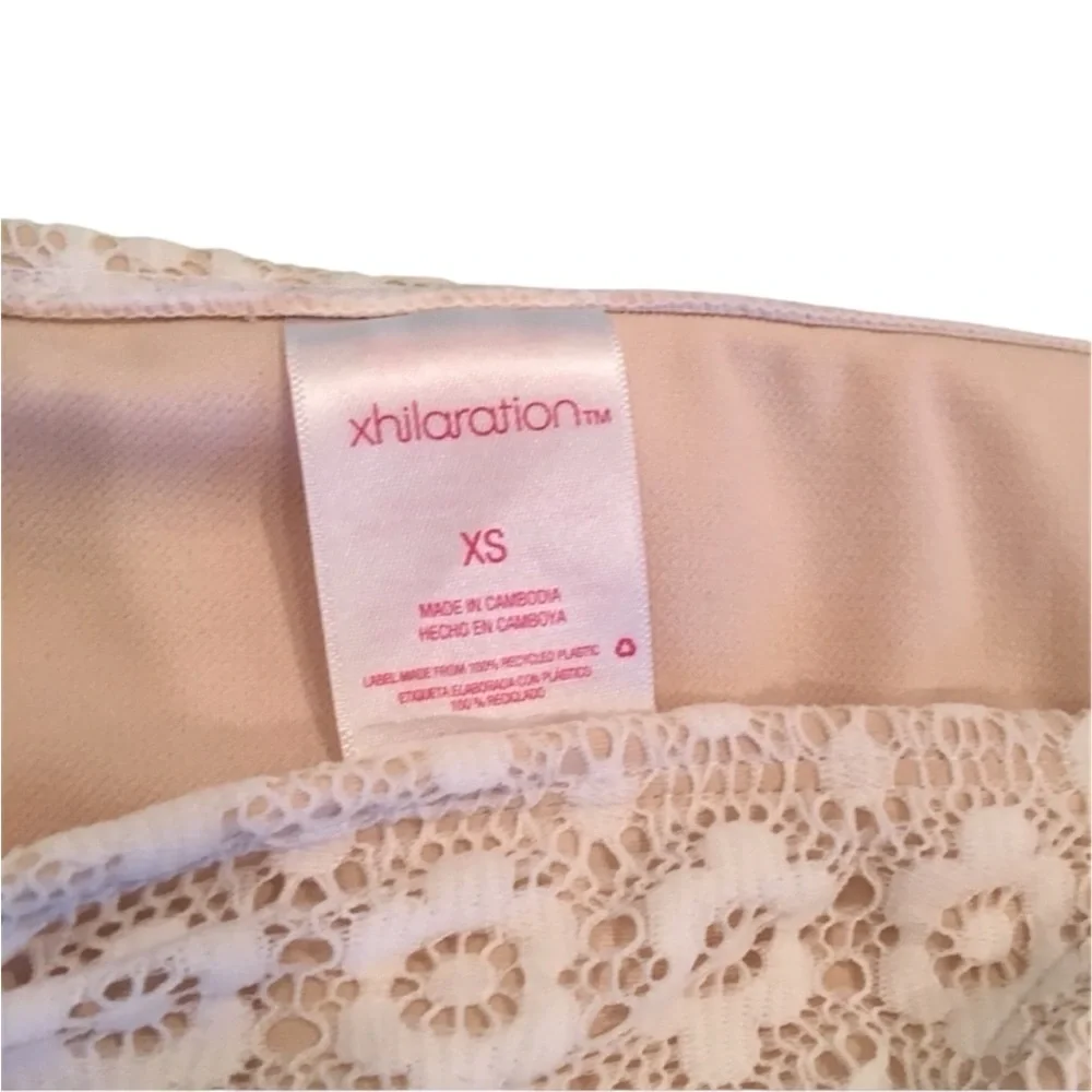 Xhilaration nude floral lace string cheeky bikini bottom NWOT